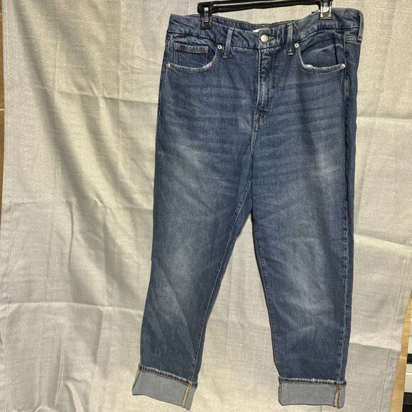 Good American Pants - Good American High Waisted The Weekender Cuffed Hem Blue Jeans Size 10/30 Chic